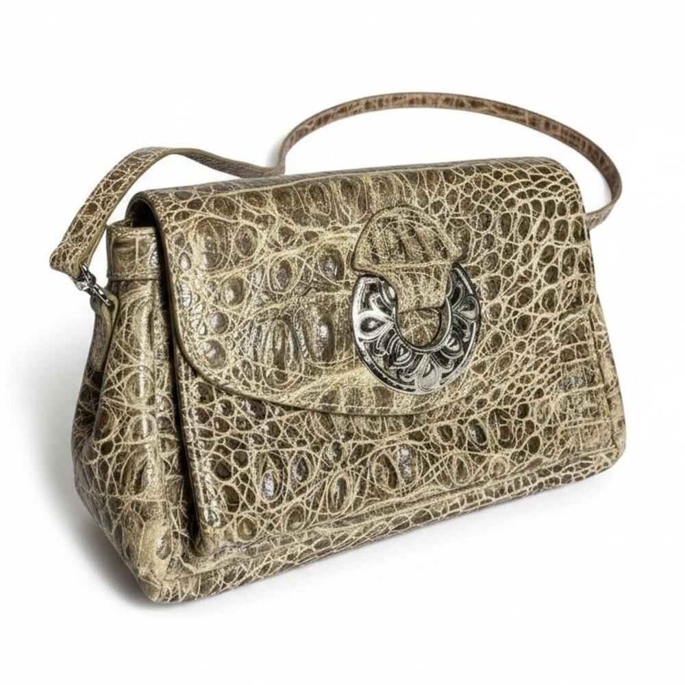 Brighton Lyle Embossed Leather Wallet Organizer and Shoulder Bag 9"Wx6.5"Hx4.5"W
